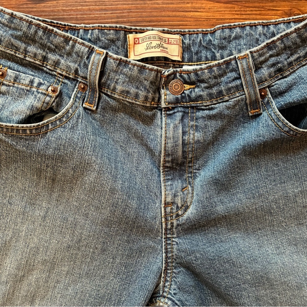 Y2K Levi Strauss Signature Jeans 10M Mid Rise Straight Leg Blue Stretch Denim - Picture 2 of 11